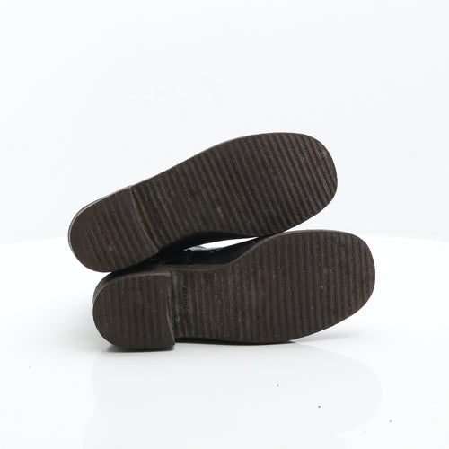 Preworn Womens Black Leather Bootie Boot UK 3