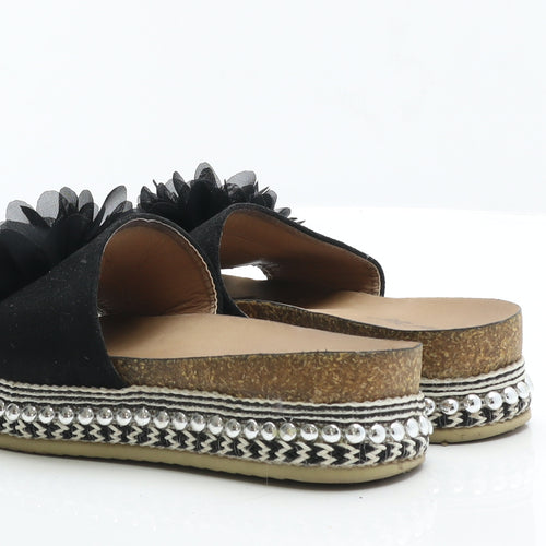 R and BE Womens Black Suede Slip On Sandal UK 6 39