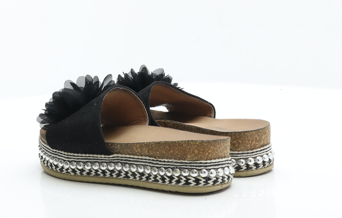 R and BE Womens Black Suede Slip On Sandal UK 6 39