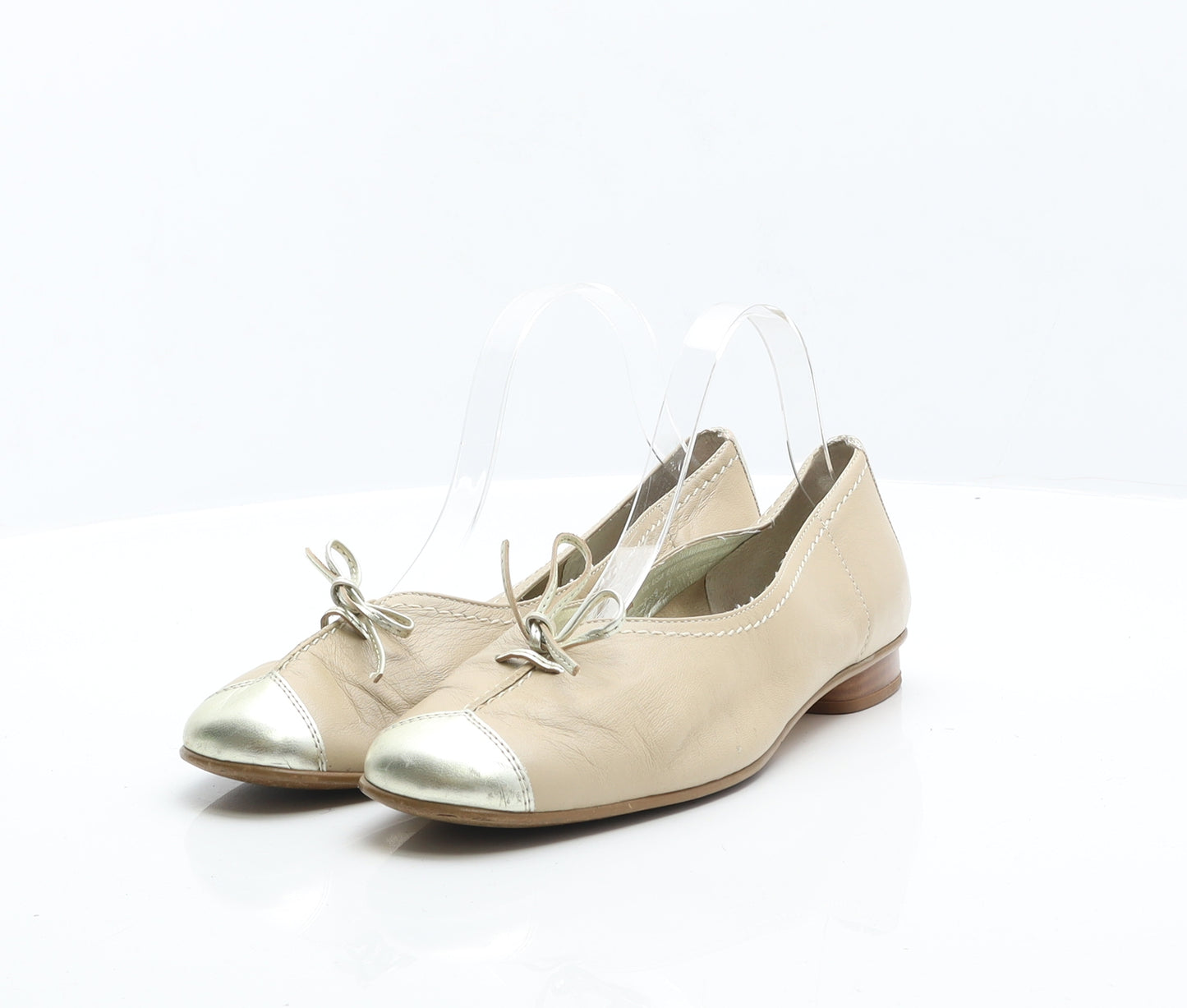 Hotter Womens Beige Leather Ballet Flat UK 7 41