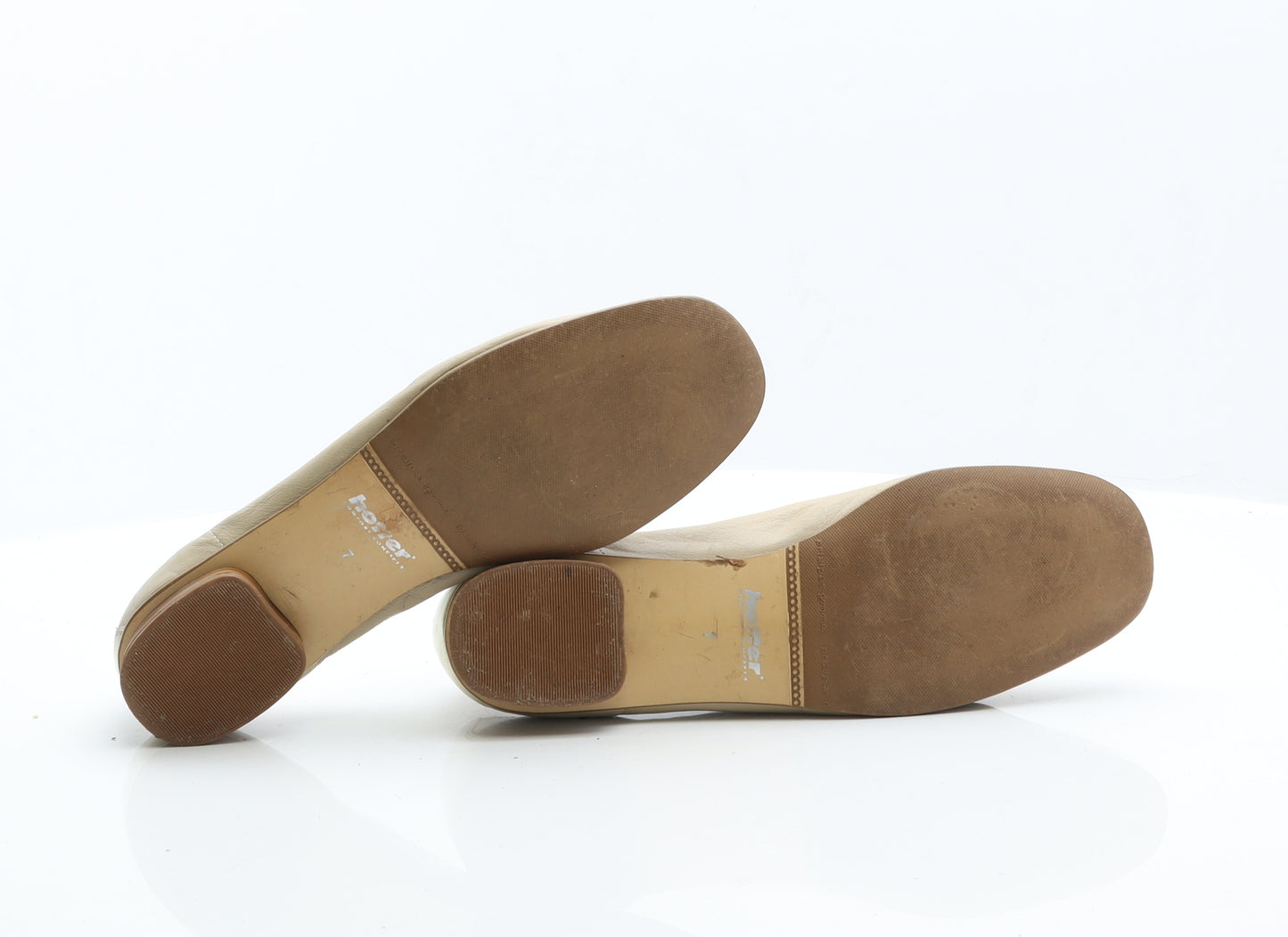 Hotter Womens Beige Leather Ballet Flat UK 7 41