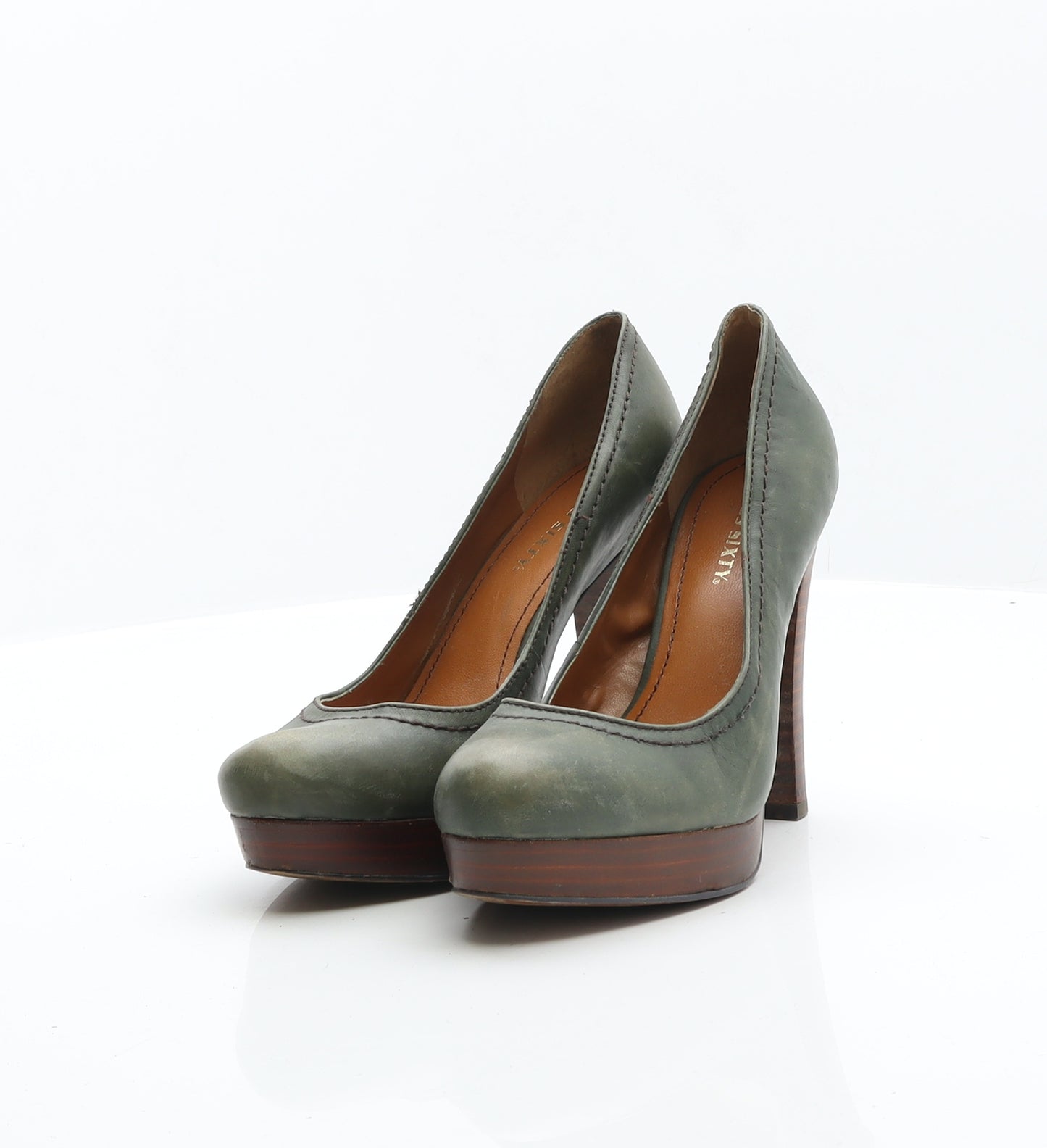Miss Sixty Womens Green Leather Court Heel UK 4 37