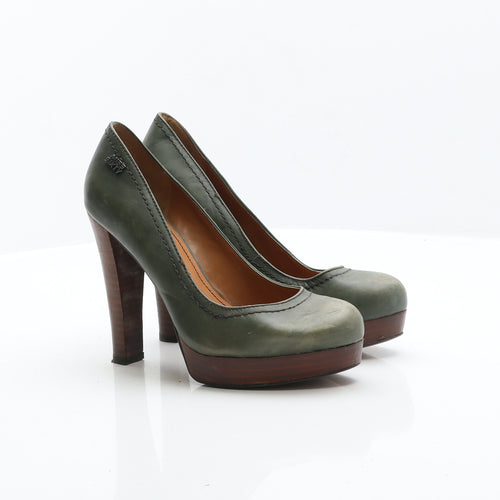 Miss Sixty Womens Green Leather Court Heel UK 4 37