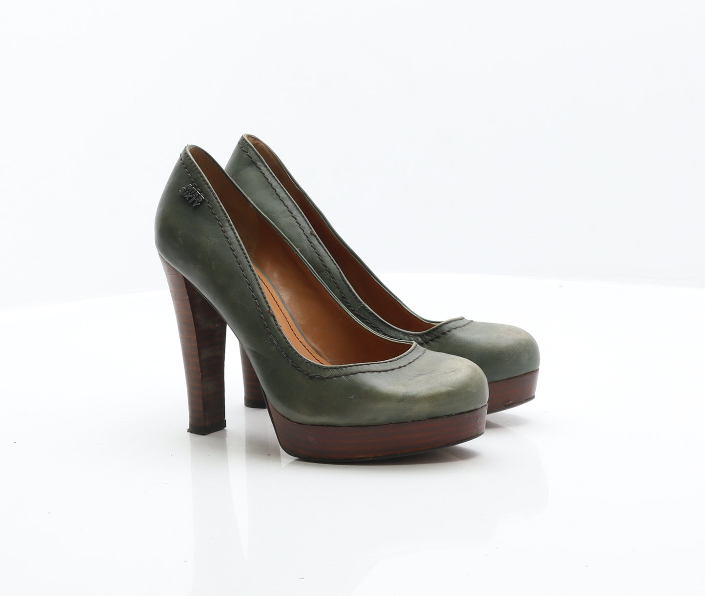 Miss Sixty Womens Green Leather Court Heel UK 4 37