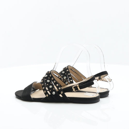 Parfois Womens Black Suede Strappy Sandal UK 4 37