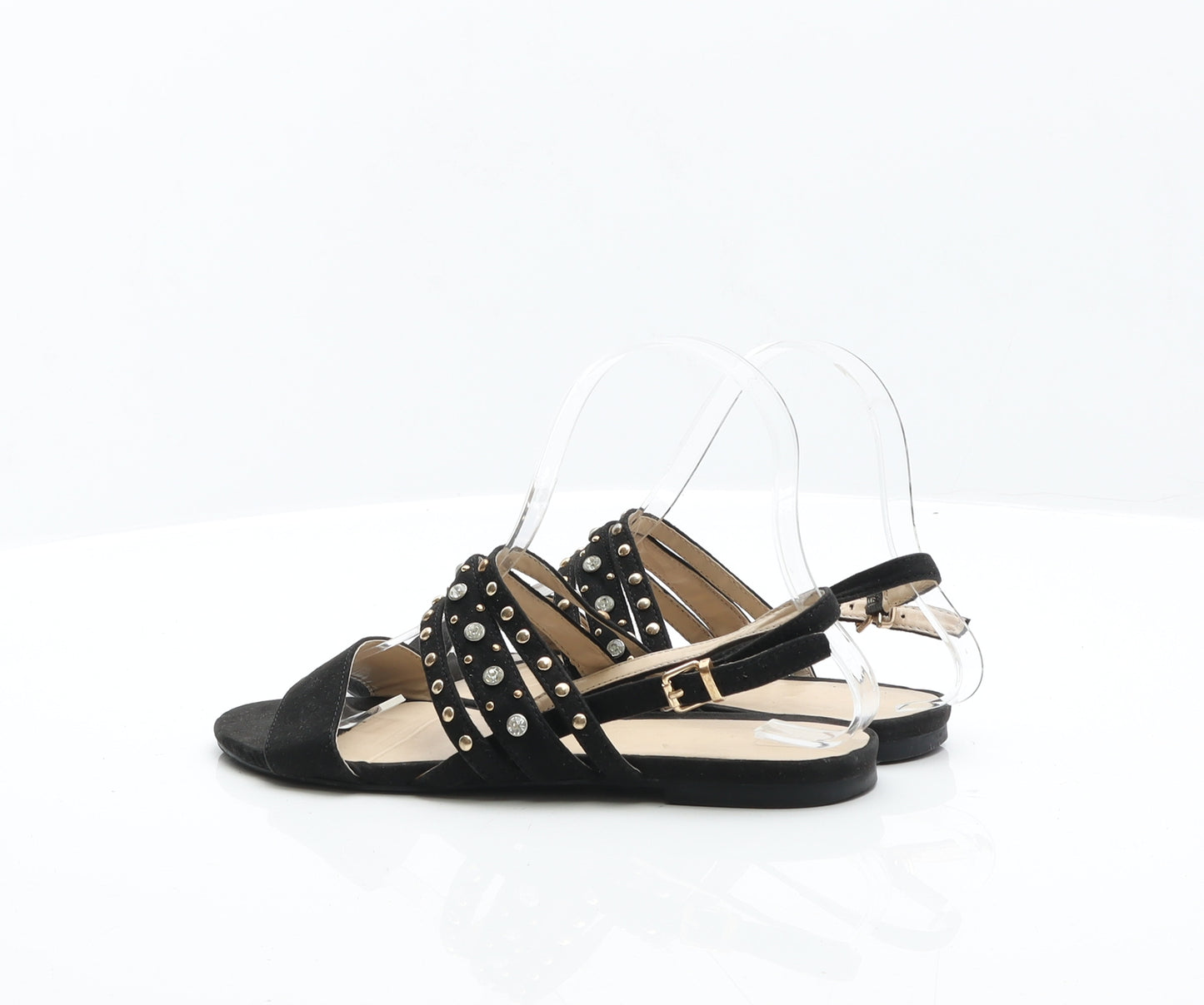 Parfois Womens Black Suede Strappy Sandal UK 4 37