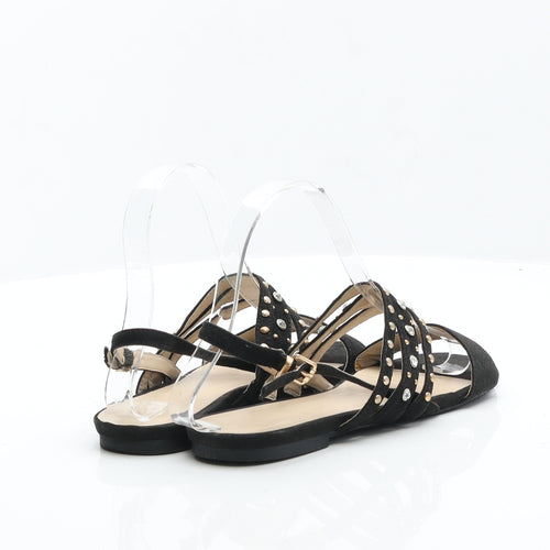 Parfois Womens Black Suede Strappy Sandal UK 4 37