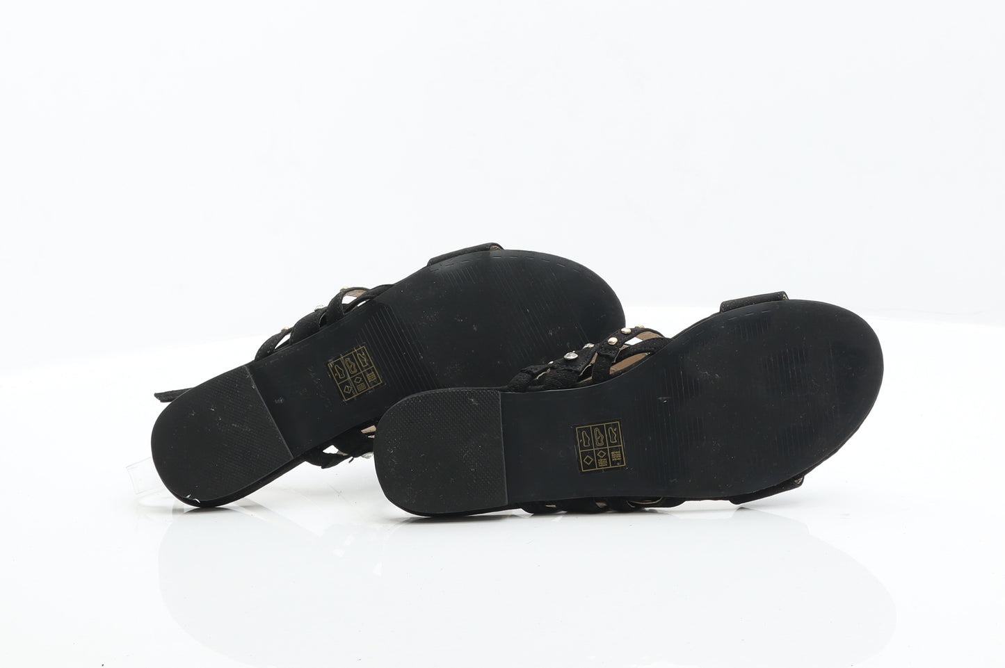 Parfois Womens Black Suede Strappy Sandal UK 4 37