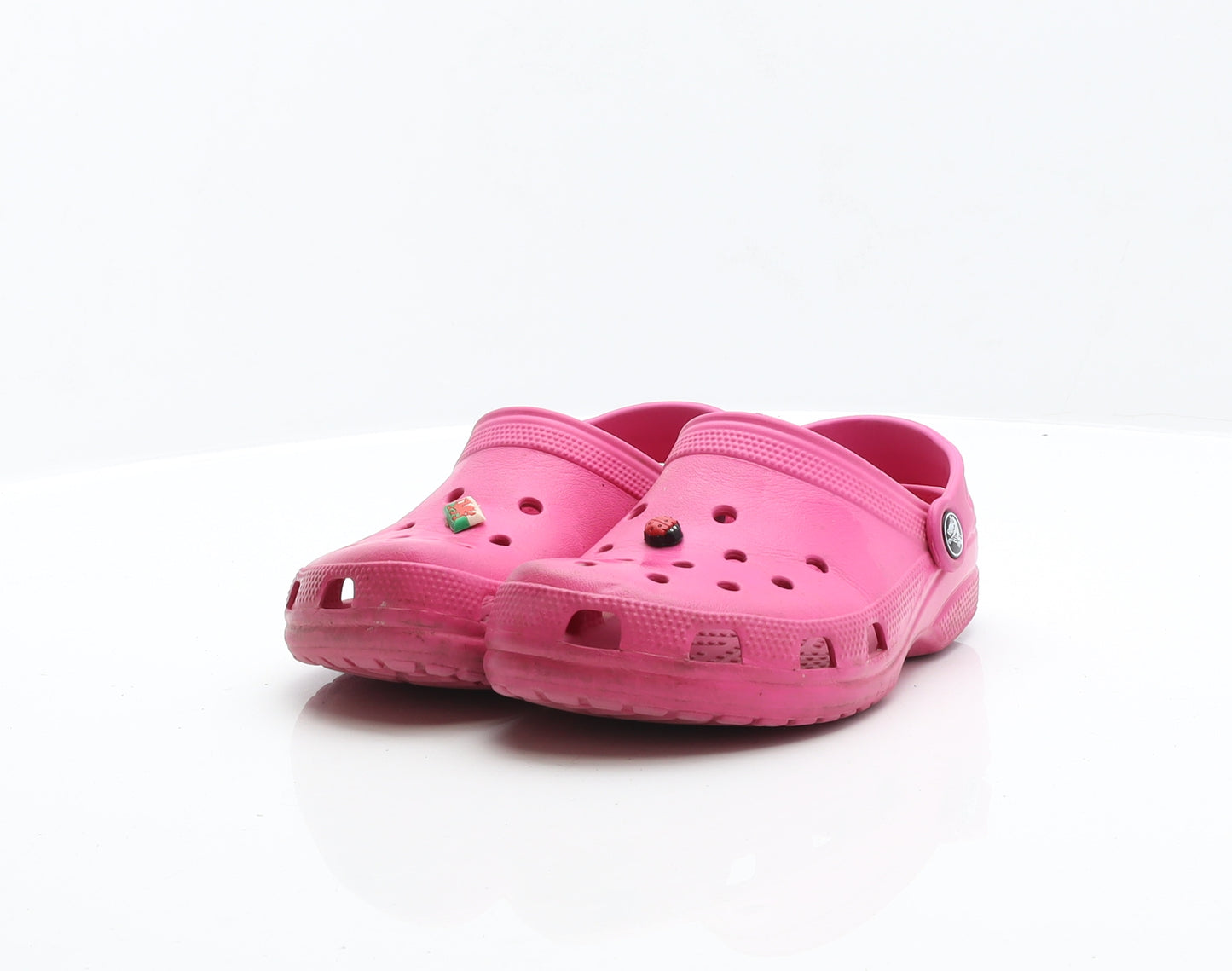 Crocs Womens Pink Rubber Slip On Sandal UK 4 - Welsh Flag Button