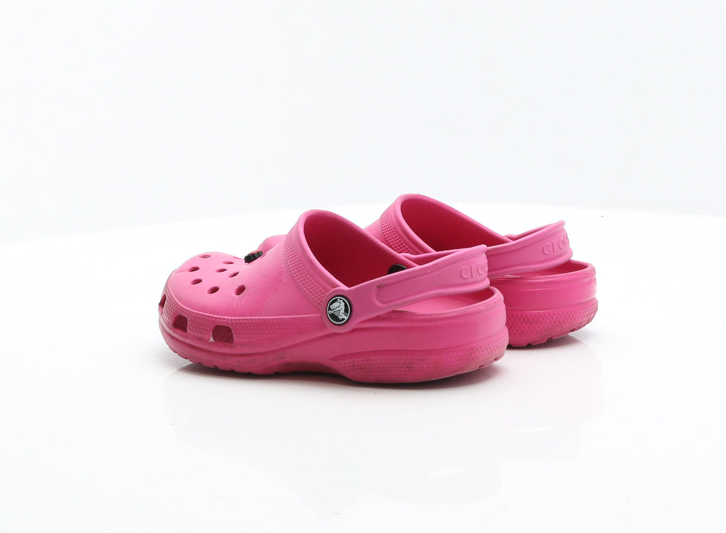 Crocs Womens Pink Rubber Slip On Sandal UK 4 - Welsh Flag Button