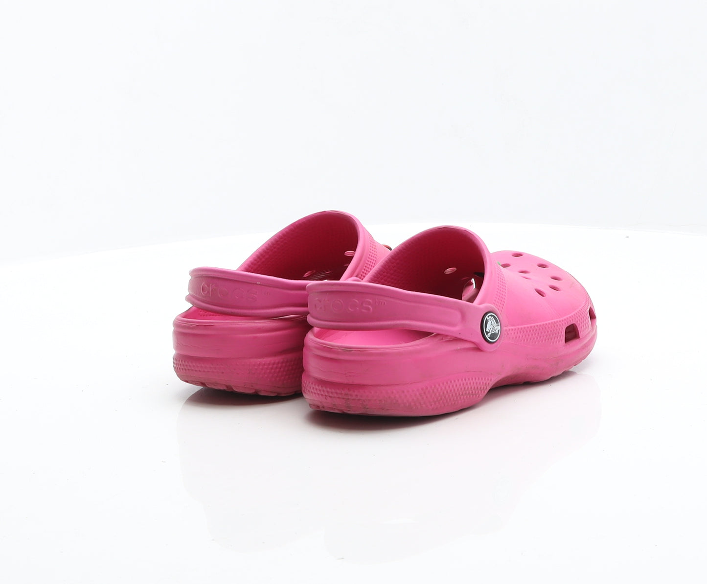 Crocs Womens Pink Rubber Slip On Sandal UK 4 - Welsh Flag Button