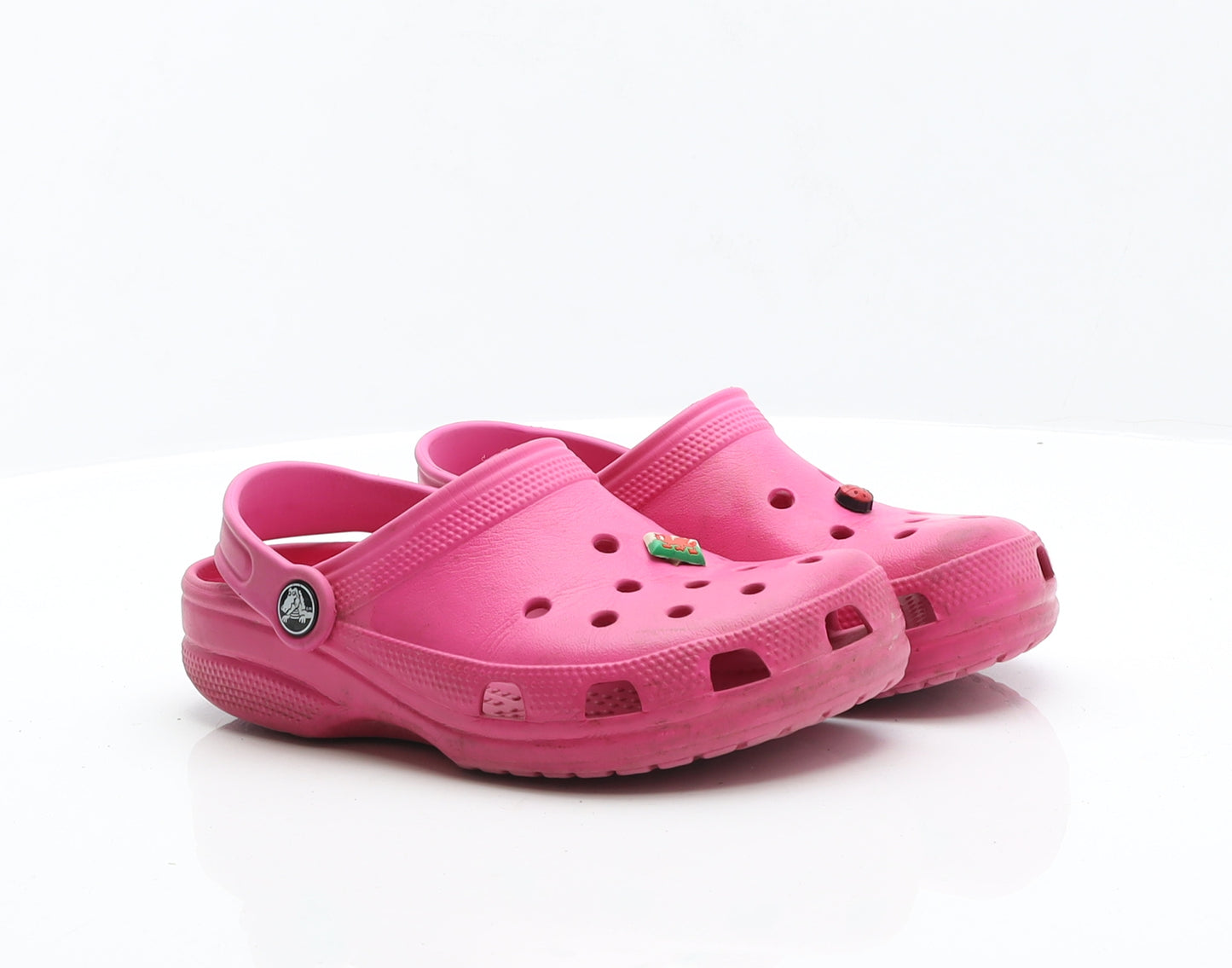 Crocs Womens Pink Rubber Slip On Sandal UK 4 - Welsh Flag Button