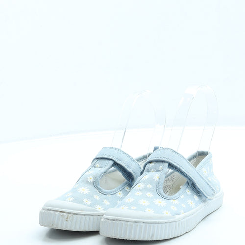 F&F Girls Blue Floral Fabric Mary Jane Flat UK 9 27