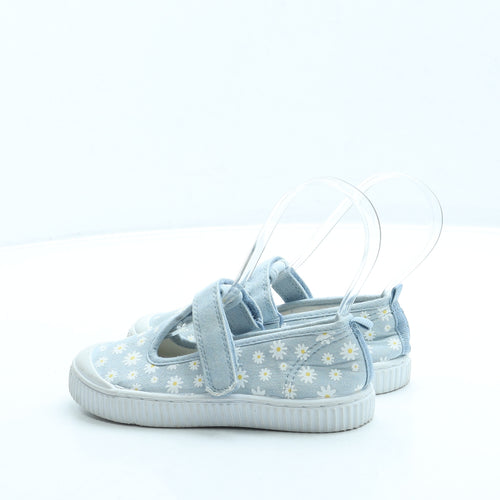F&F Girls Blue Floral Fabric Mary Jane Flat UK 9 27