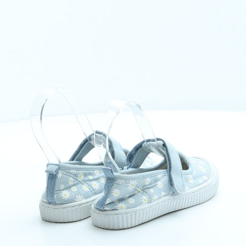 F&F Girls Blue Floral Fabric Mary Jane Flat UK 9 27