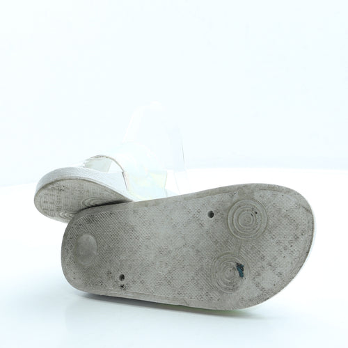 Primark Womens White Polyester Slider Sandal UK 4 37 - Holographic