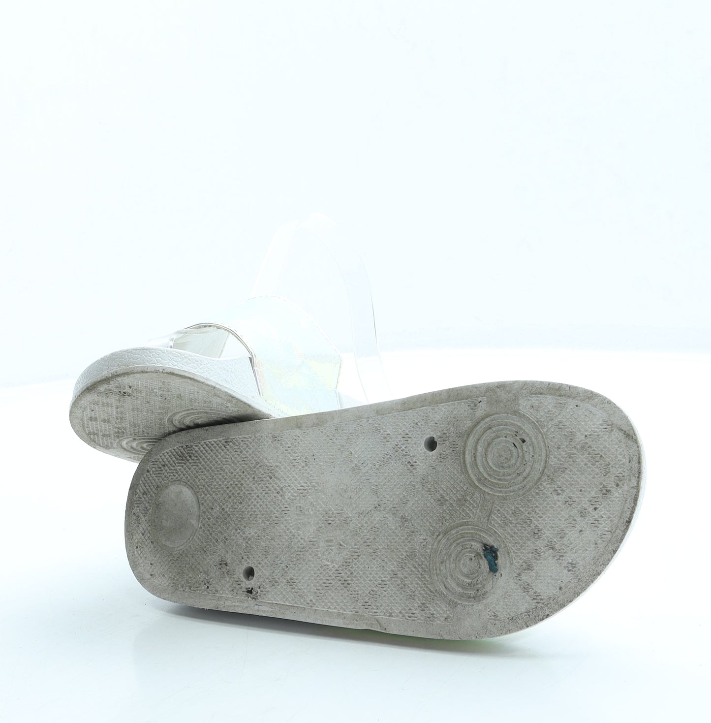 Primark Womens White Polyester Slider Sandal UK 4 37 - Holographic