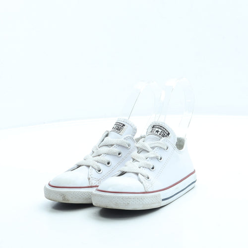 Converse Girls White Leather Trainer UK 8 24 - Unisex