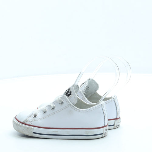 Converse Girls White Leather Trainer UK 8 24 - Unisex