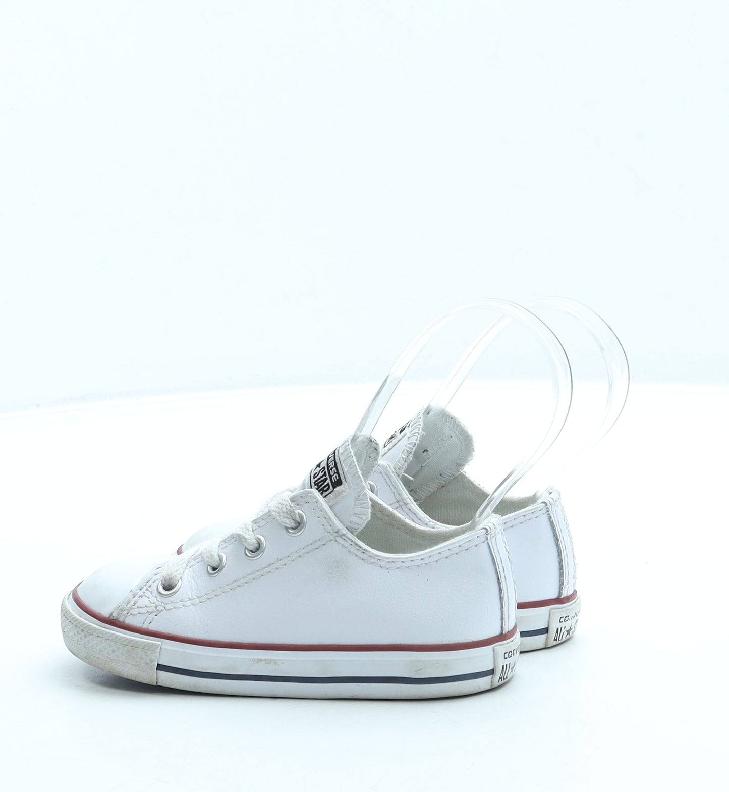 Converse Girls White Leather Trainer UK 8 24 - Unisex
