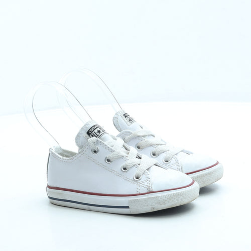 Converse Girls White Leather Trainer UK 8 24 - Unisex