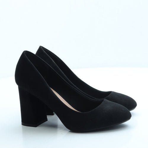 New Look Womens Black Faux Leather Court Heel UK 6 39 - Wide Fit
