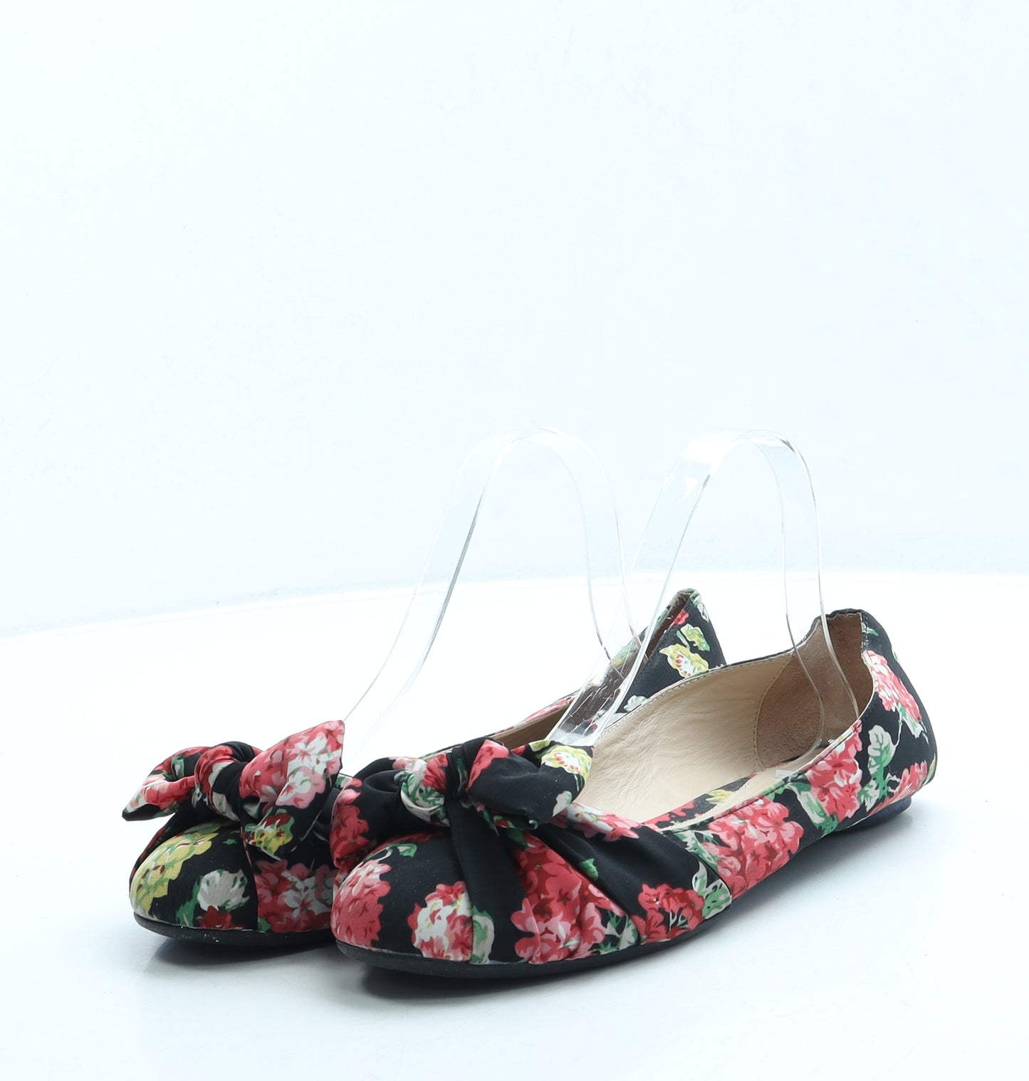 Mellow Yellow Womens Black Floral Polyester Ballet Flat UK 6 39