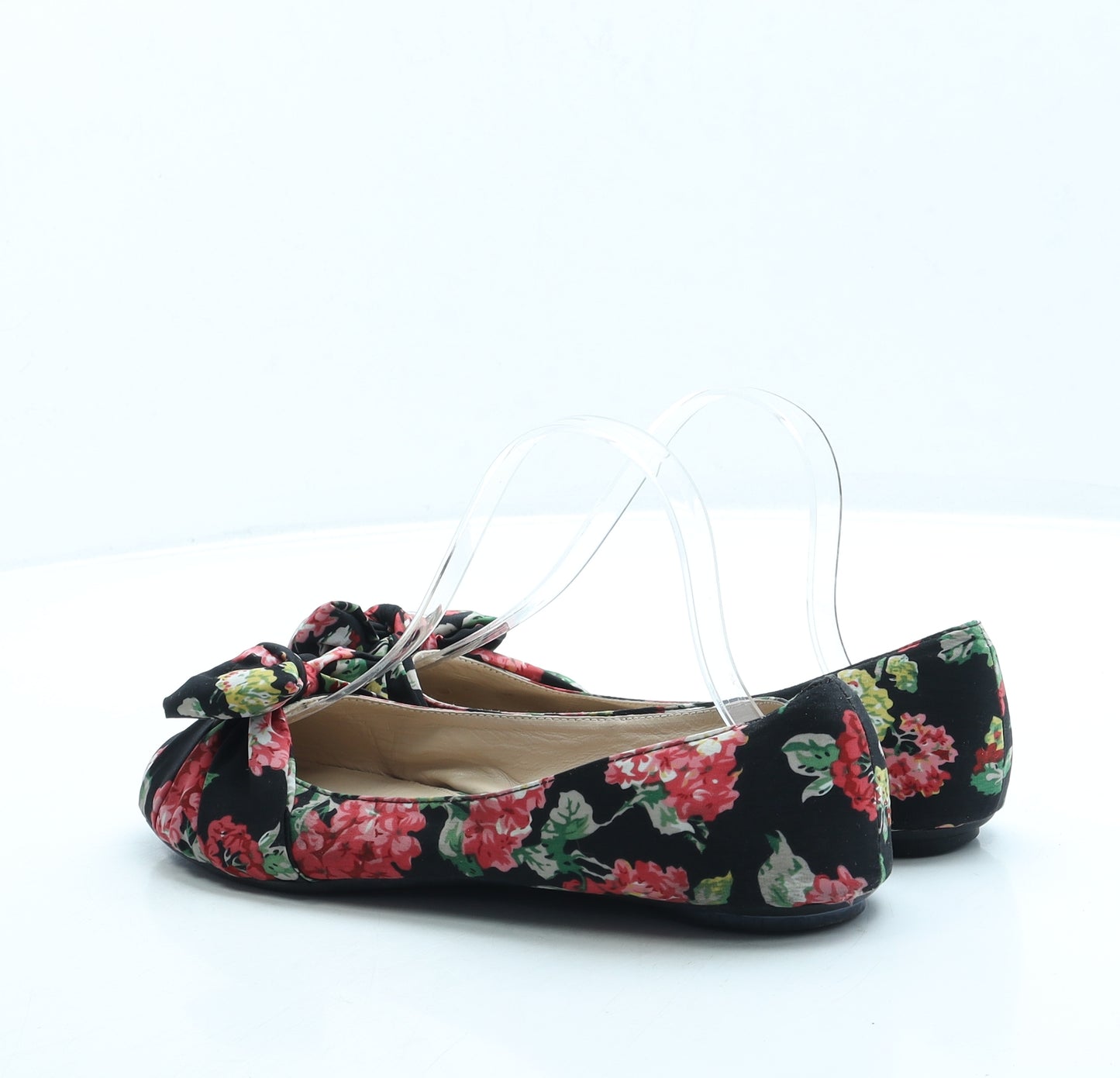 Mellow Yellow Womens Black Floral Polyester Ballet Flat UK 6 39