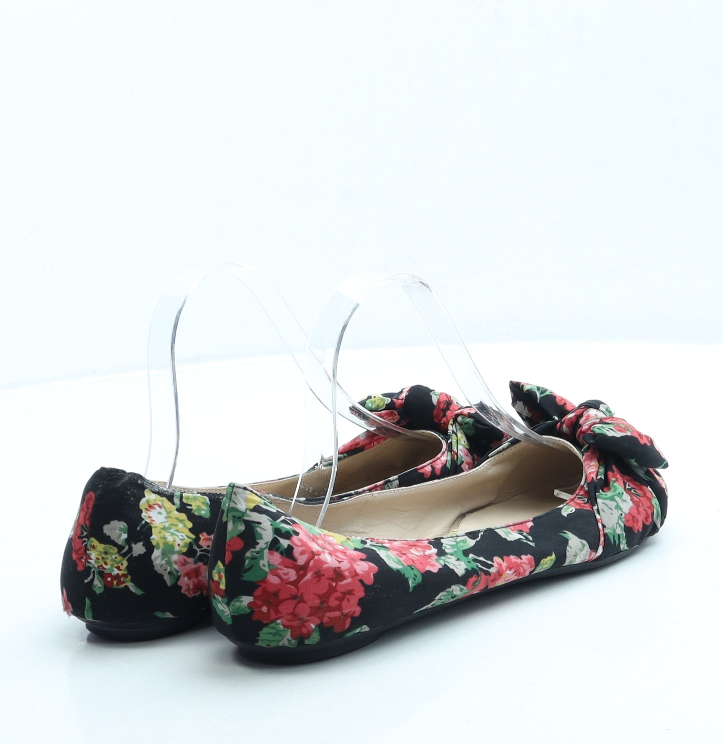 Mellow Yellow Womens Black Floral Polyester Ballet Flat UK 6 39