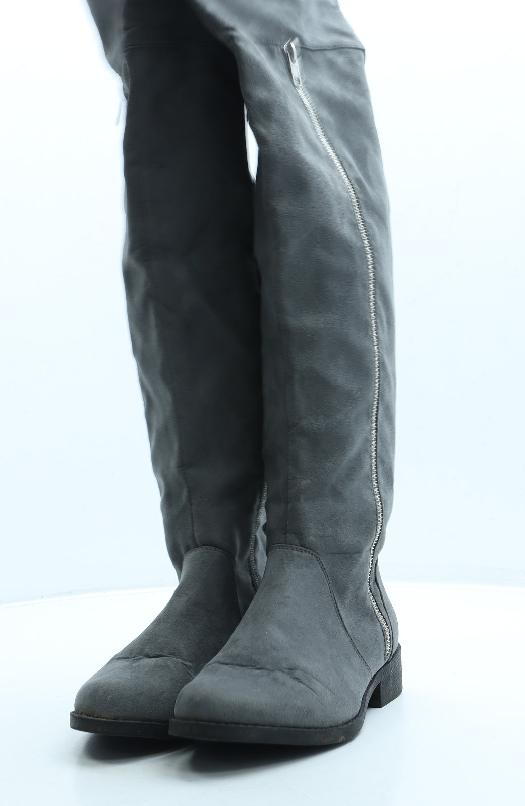 Primark Womens Grey Suede Slip On Boot UK 3 36