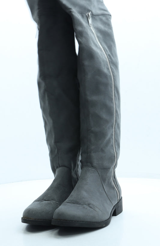 Primark Womens Grey Suede Slip On Boot UK 3 36