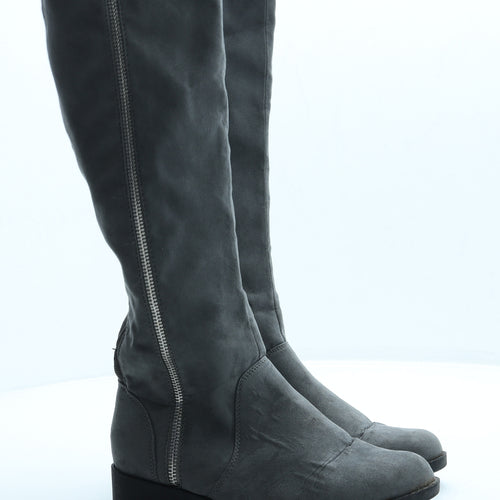 Primark Womens Grey Suede Slip On Boot UK 3 36