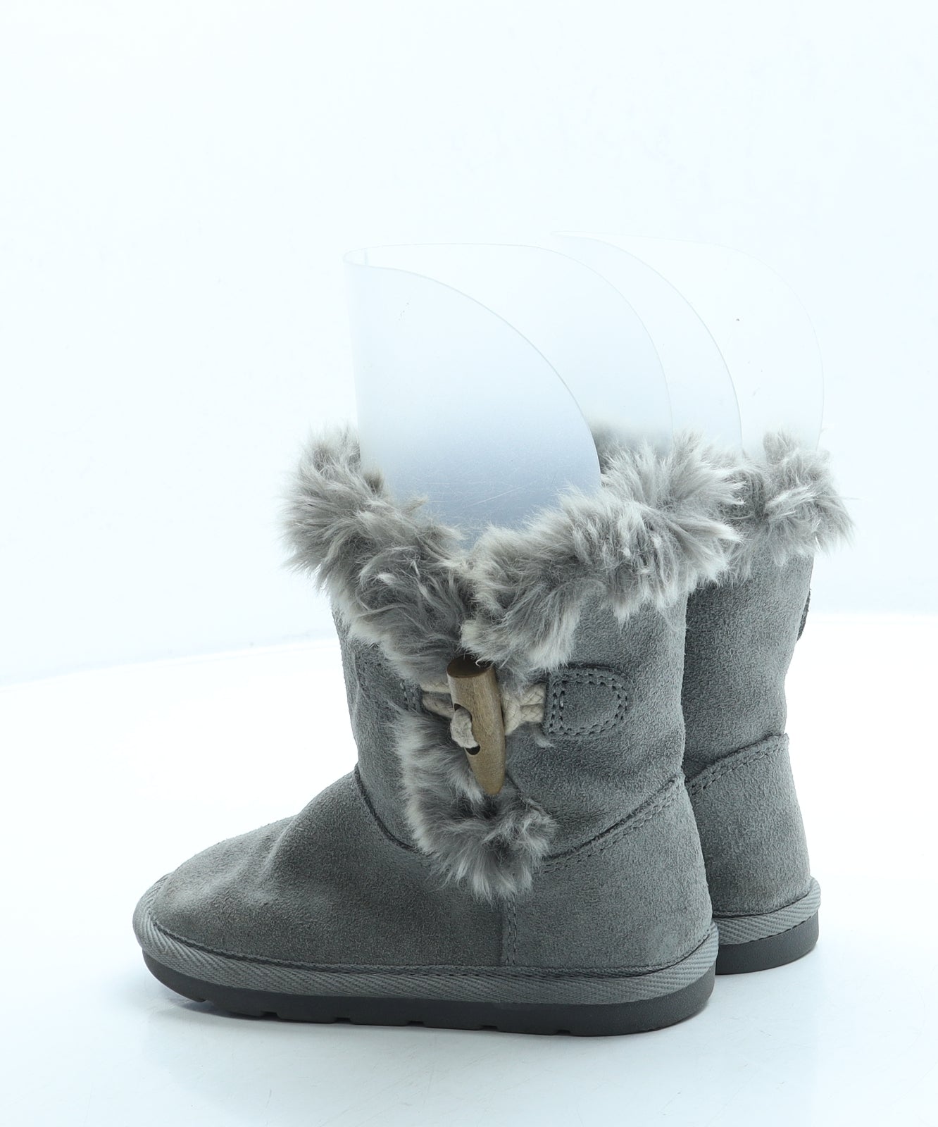 Preworn Girls Grey Polyester Shearling Style Boot UK 8