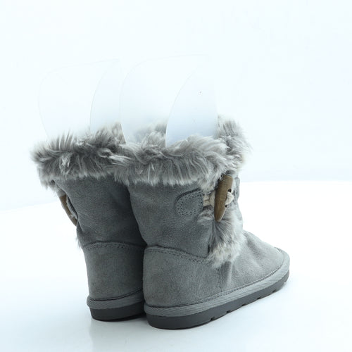 Preworn Girls Grey Polyester Shearling Style Boot UK 8