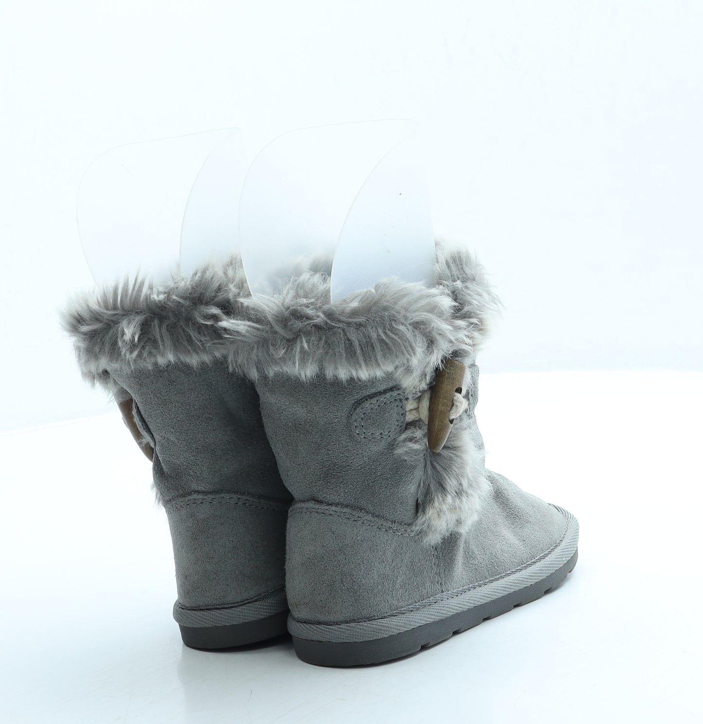 Preworn Girls Grey Polyester Shearling Style Boot UK 8