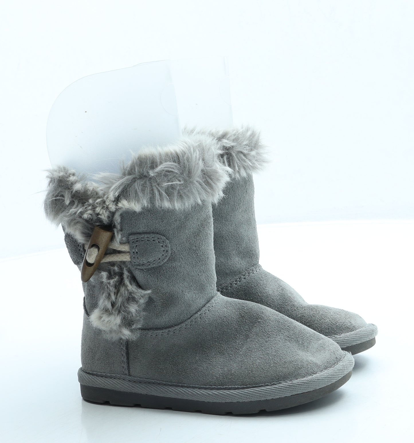Preworn Girls Grey Polyester Shearling Style Boot UK 8