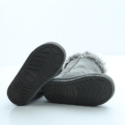 Preworn Girls Grey Polyester Shearling Style Boot UK 8