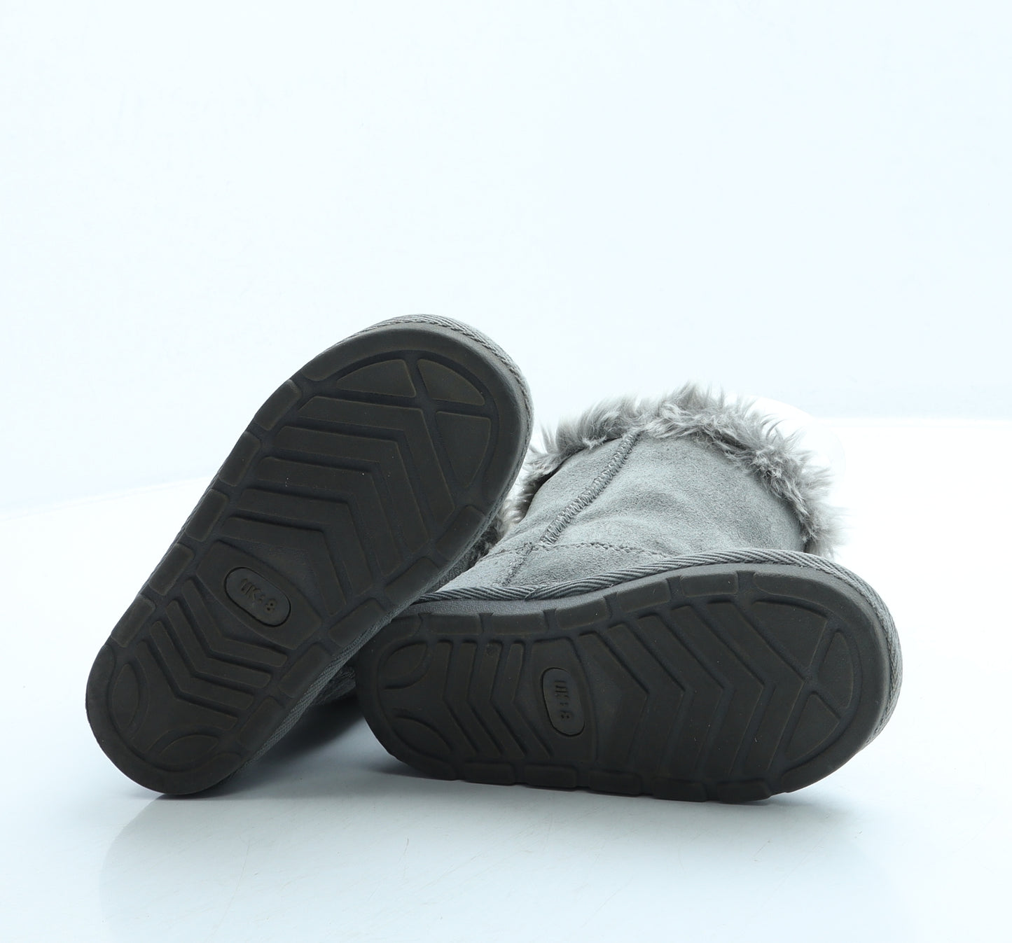 Preworn Girls Grey Polyester Shearling Style Boot UK 8