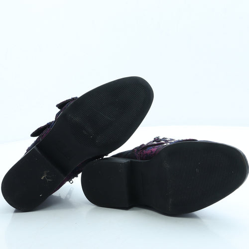 Primark Womens Purple Floral Polyester Biker Boot UK 4 37 US 6