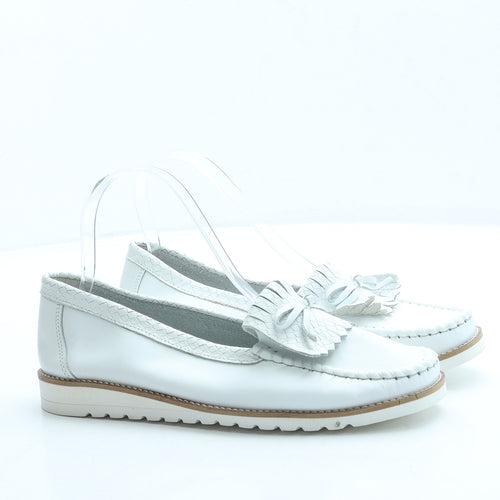 Noveflex Womens White Leather Loafer Flat UK 4 37
