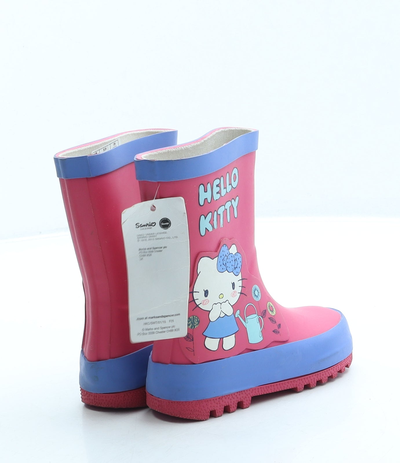 Marks and Spencer Girls Pink Rubber Wellies Boot UK 5 21 - Hello Kitty