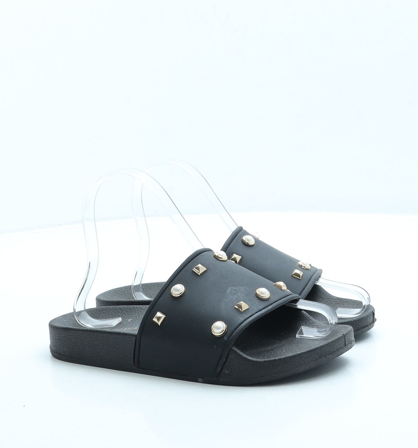 Primark Womens Black Rubber Slider Sandal UK 3 36 US 5