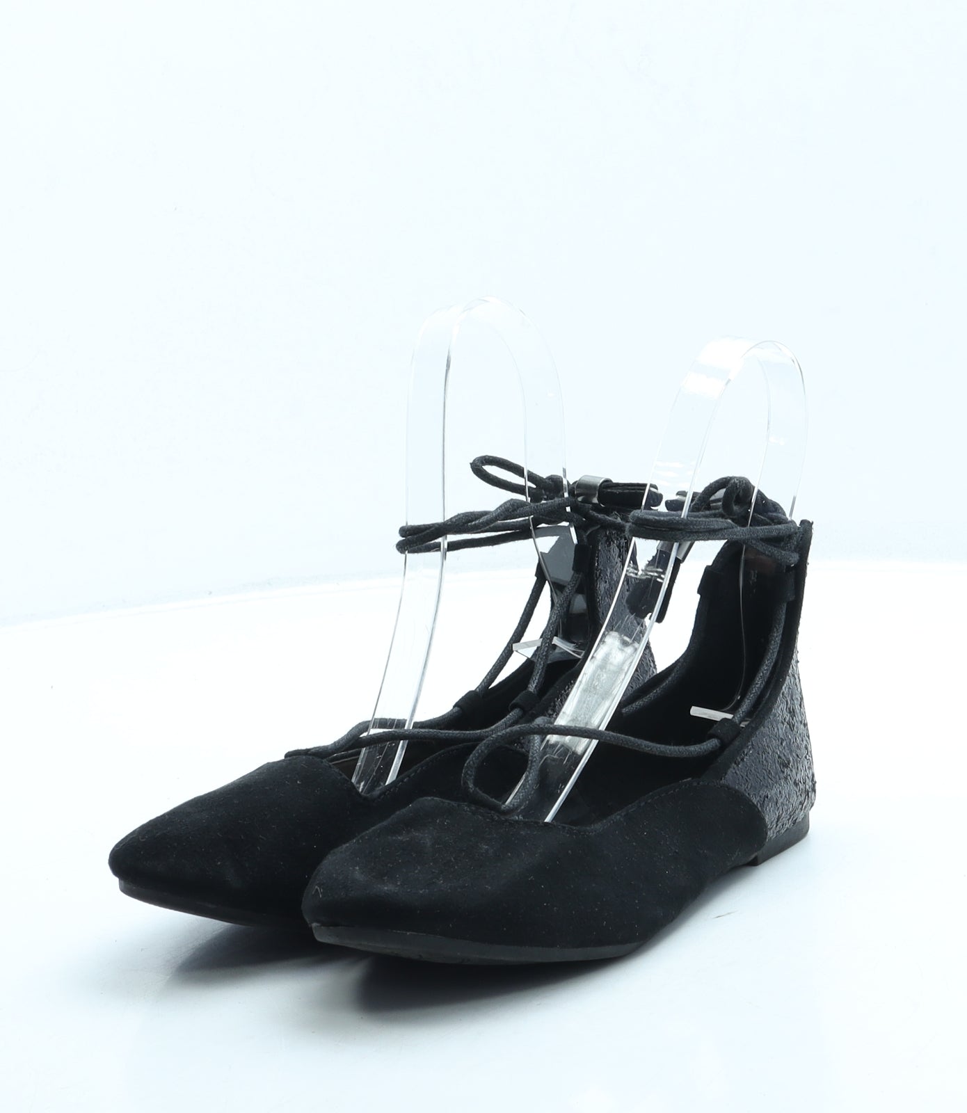 F&F Girls Black Polyester Flat UK 2 34