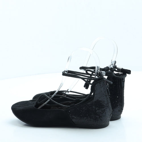 F&F Girls Black Polyester Flat UK 2 34