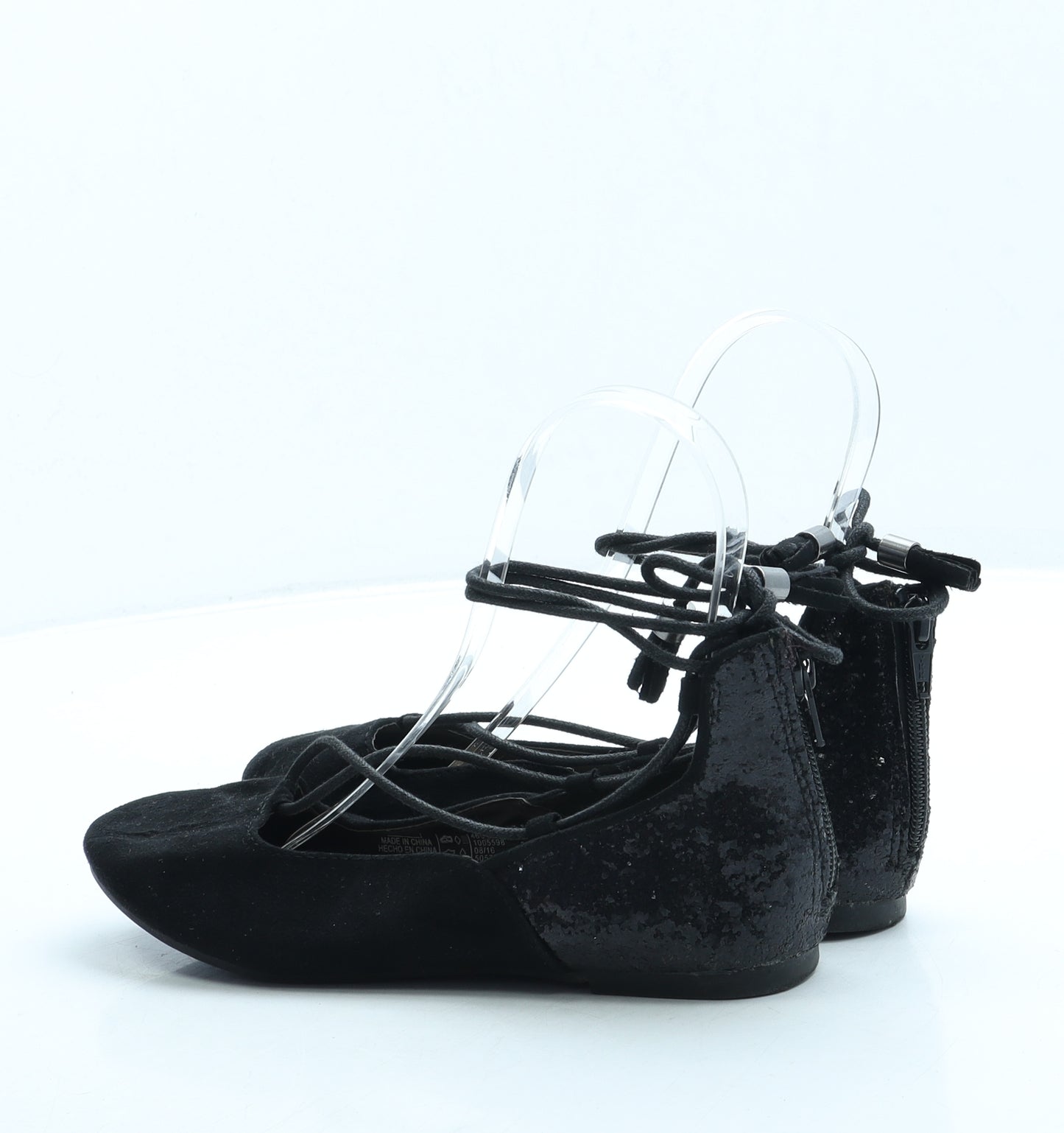 F&F Girls Black Polyester Flat UK 2 34