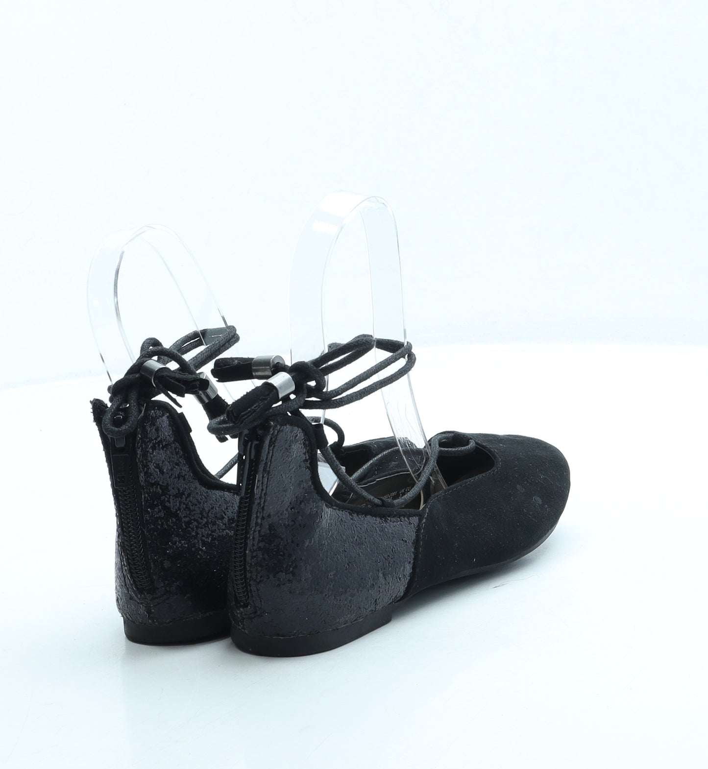 F&F Girls Black Polyester Flat UK 2 34
