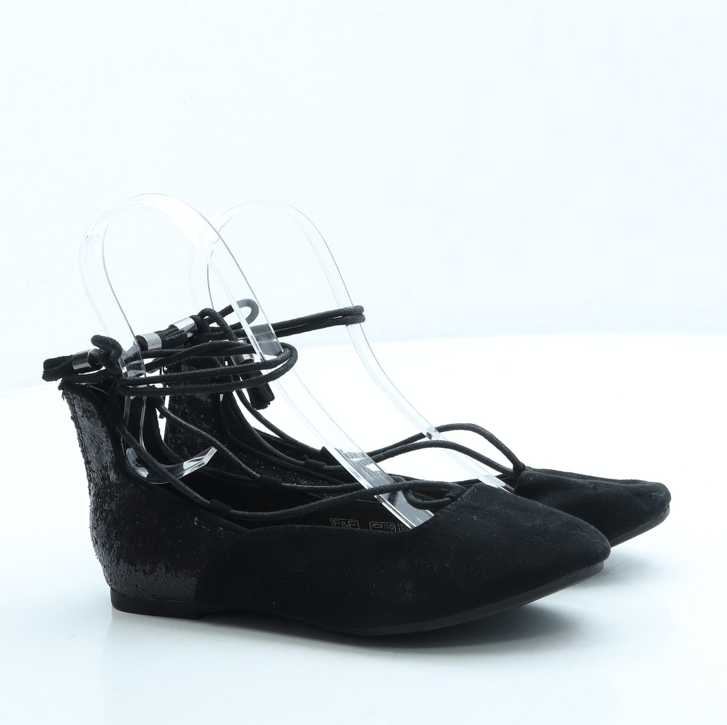F&F Girls Black Polyester Flat UK 2 34