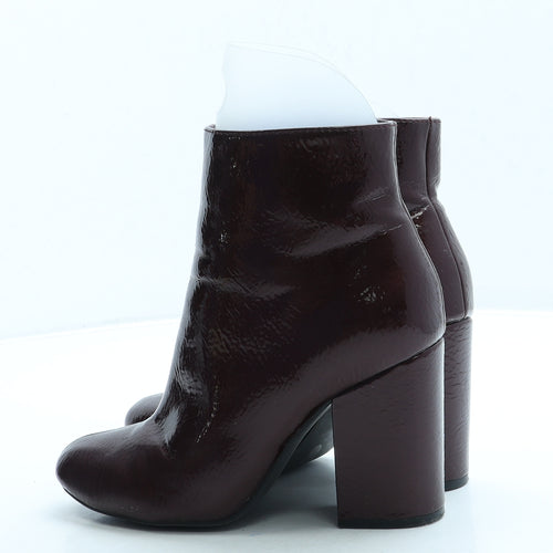 F&F Womens Red Leather Bootie Boot UK 3 36