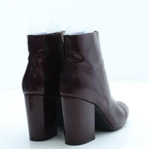 F&F Womens Red Leather Bootie Boot UK 3 36