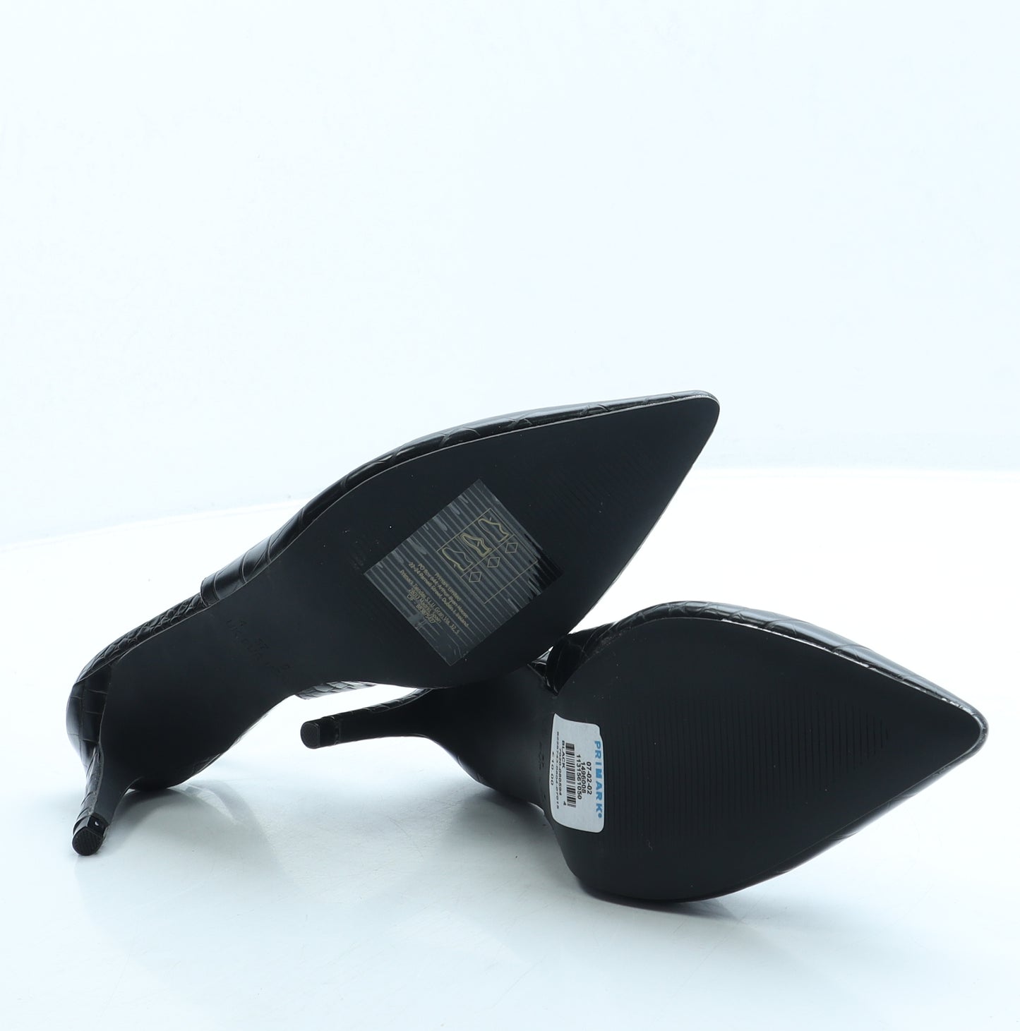 Primark Womens Black Geometric Leather Slingback Heel UK 4 37 US 6